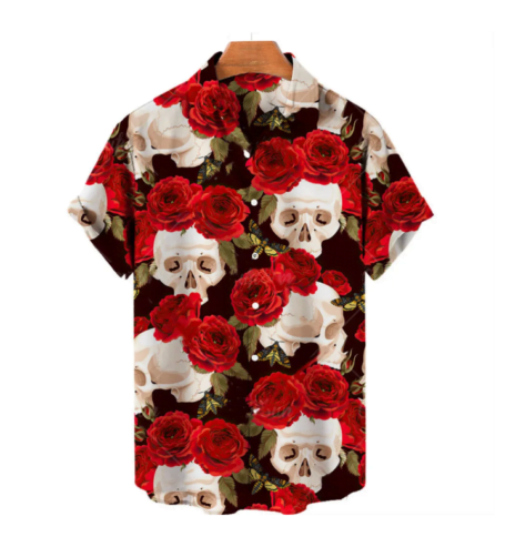 Men’s Retro Hong Kong Style Loose Printed Shirt $30.47